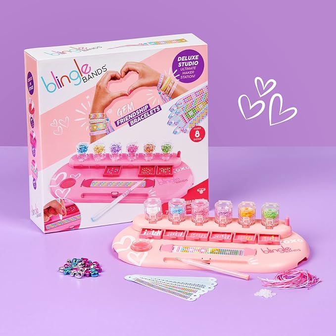 DIY Gem Friendship Bracelet, 8 Band Deluxe Studio - Arts & Craft Activity for Ages 7 and Up, Multicolor (25204)