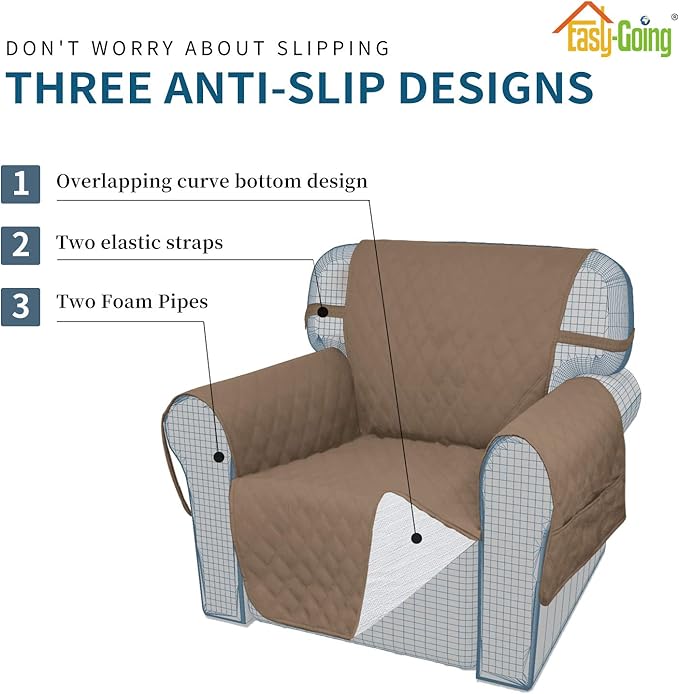 Easy-Going Sofa Slipcover Waterproof Couch Cover for 3 Cushion Couch Sofa Cover Furniture Protector Cover Pets Covers Washable Non-Slip Fabric Pets Kids Children Dog Cat (Sofa, Camel)