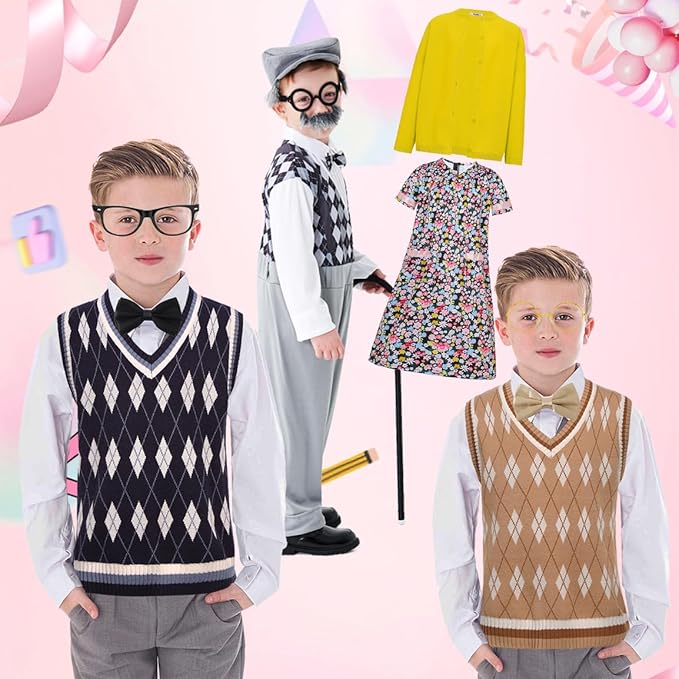 Kids Old Lady Costume for Girls 100 Day of School Costume Girls Grandma Costume Dress 100th Day of School Costume