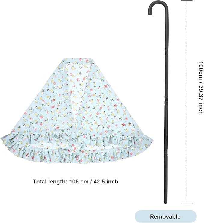 Tatuo 7pcs Halloween Old Lady Costume Granny Wig Shawl Cane Frame Glasses with Chain Pearl Necklace Bracelet Earrings