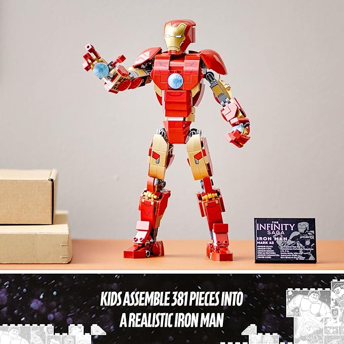 LEGO Marvel Iron Man Figure 76206 Collectible Buildable Toy, Kids Bedroom Display Model from Avengers: Age of Ultron, Infinity Saga Set