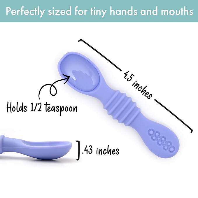 PrimaStella Silicone Chew Spoon Set for Babies and Toddlers | Safety Tested | BPA Free | Microwave, Dishwasher and Freezer Safe (Summer Rainbow Chew Spoon)