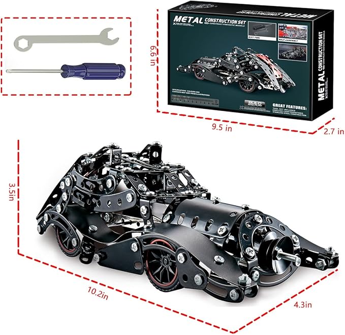 Erector Sets for Boys Age 8 9 10 11 12-16 and Older, 332 Pcs Batman Model Car Building Set for Kids Ages 8-12 Year and Up Metal STEM Educational Toy for Kids Boys Girls or Adults