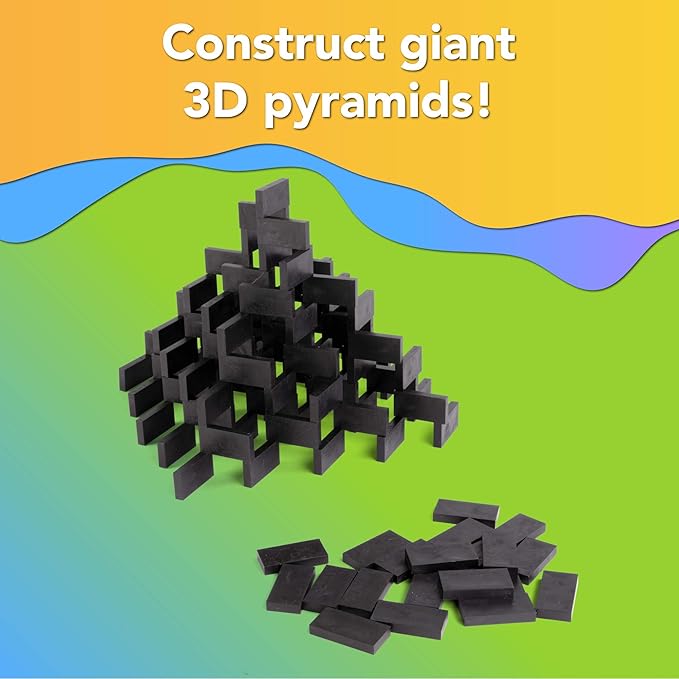 Bulk Dominoes Plastic Bulk 100pcs – Building and Stacking and Chain Reaction Toppling STEAM Toy Blocks for Kids (Black)