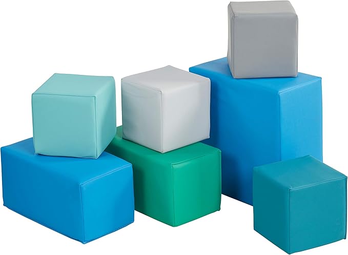 ECR4Kids Softzone Foam Big Building Blocks, Soft Play for Kids (7-Piece Set), Toddler blocks, Contemporary
