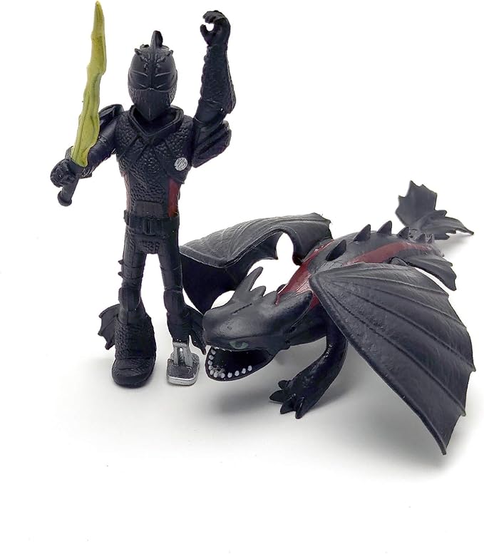 Toysvill Dragons & Vikings Action Figures | Light Fury, Night Fury, Deathgripper, Monstrous Nightmare, Deadly Nadder, Hiccup, Astrid Hofferson, Snotlout Jorgenson | Set of 8 Pcs