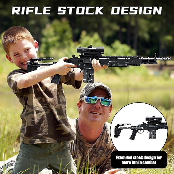 Finger Rock MK14 Building Blocks Set for Adults, 1:1 Simulation Model Toy with Shooting Function, Cool DIY Collectible Building Bricks Gifts for Boys 14+, 1606 Pcs