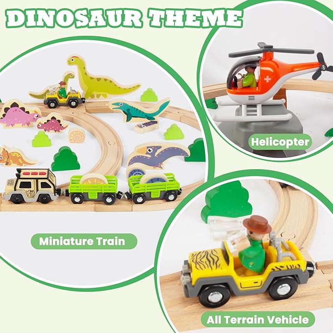 Wooden Train Sets for Toddlers, Train Toy Magnetic Sets Fits Brio, Thomas, Melissa and Doug, Kids for Boys Girls 3 4 5 Years Old (80 pcs Train Set)