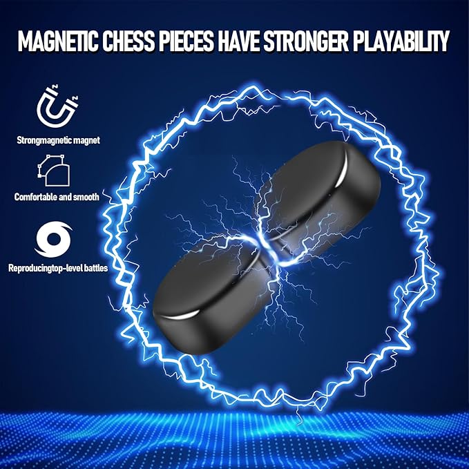 Magnetic Chess Game with Stones Set, Magnetic Chess Game with Rocks, Magnet Game with String, Family Gatherings Board Games for Kids & Adults Travel Camping Games