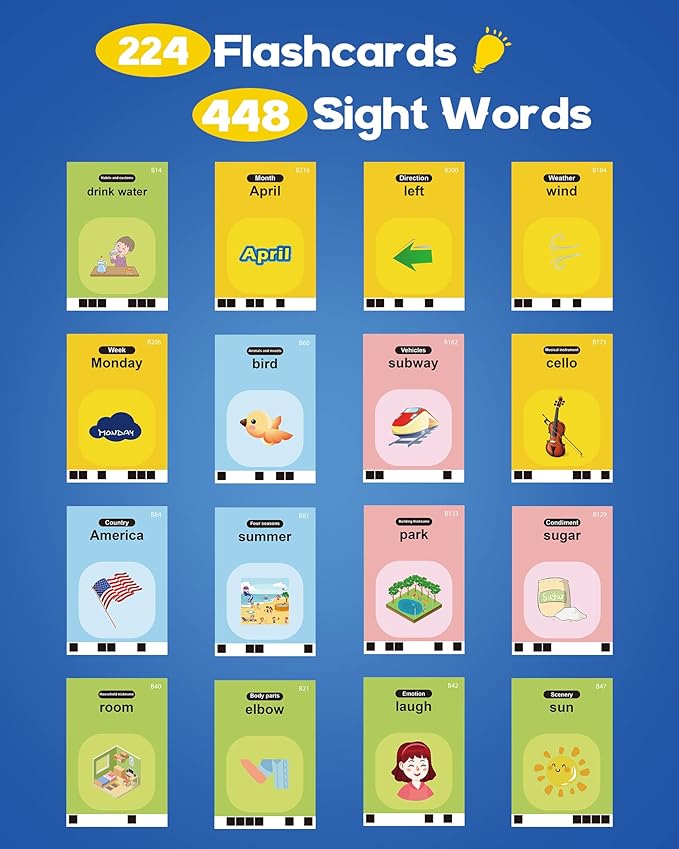Toddler Toys for Boys 2-5 Years Old Gifts, Speech Autism Therapy Toys, Talking Flash Cards with 448 Sight Words, Learning Educational Montessori Sensory Toys for Autism Toddlers(Blue)