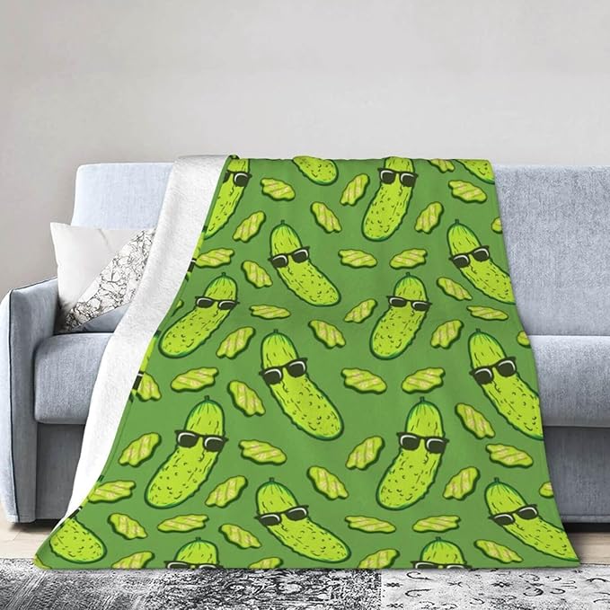 Pickle Blanket for Women Men, Cute Pickle Themed Design Printed Throw Blankets for Teens Adults Lap, Couch Bed, Warm Soft Cozy Blanket, 60"x 80"