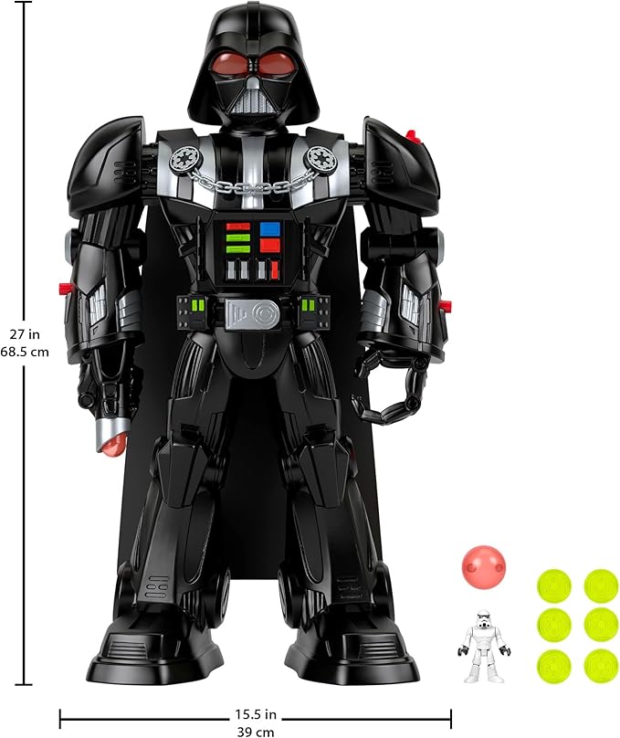 Fisher-Price Imaginext Star Wars Darth Vader Bot 2+ Ft Tall Toy, Lights Sounds & Stormtrooper Metal Character Key for Kids Ages 3+ Years