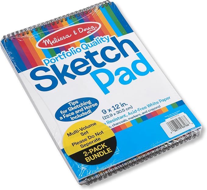 Melissa & Doug Sketch Pad (9 x 12 Inches) - 50 Sheets, 2-Pack - FSC Certified
