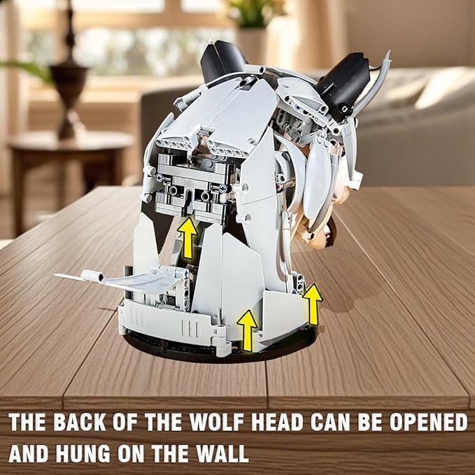 DAHONPA Wolf Head Creative Decoration Series Animal Building Blocks Set（992 PCS） Gift for Adults and Kids, Room Desk Decor or Wall Hanging