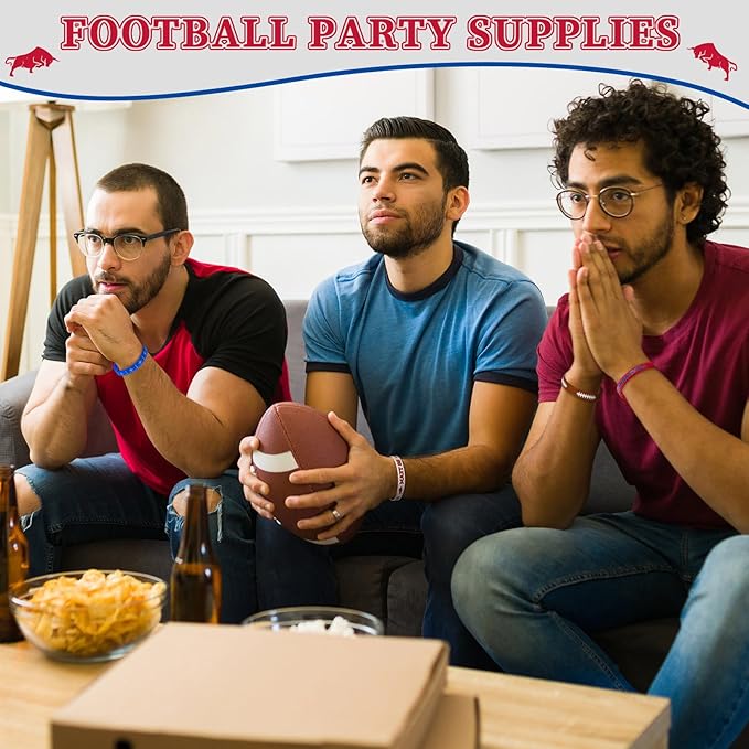 Deekin 32 Pcs Football Silicone Bracelets Football Party Favor Bracelet Football Motivational Rubber Bracelets for Men Women Fan Party Favors Sport Theme Birthday Party Supplies Gifts(Fashion)