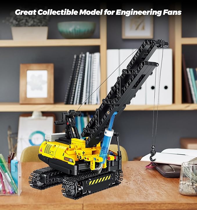 Technic Hydraulic Crane Building Set, 528 PCS Blocks Multifunctional Hydraulic Drive Engineering Car Building Model, Creative Moveable Building STEM Toy for Boys, Kids Teens and Adults