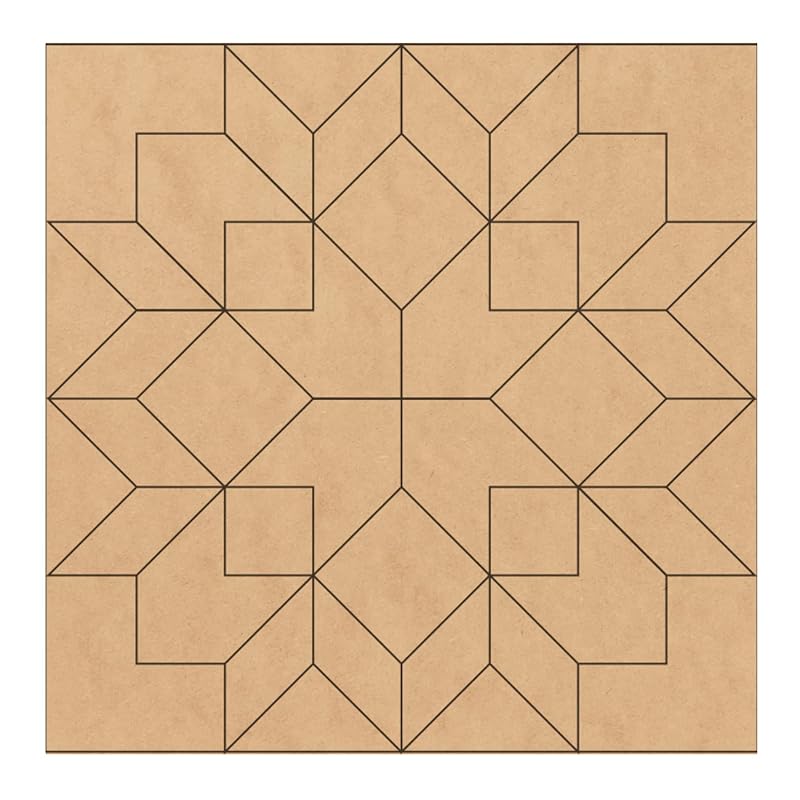 Unfinished Barn Quilt Square Wooden Sign, Country Decor Canvas Quilts Blocks (15 inches, Large Flower)
