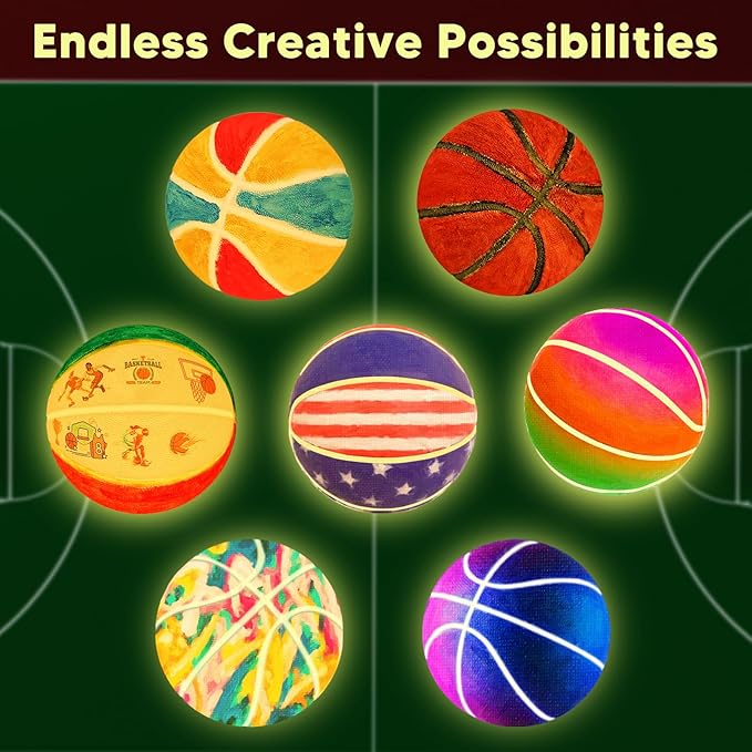 Paint Your Own Basketball Lamp Kit,16 Colors 5.9 Inch DIY 3D Basketball Night Light,Arts and Crafts for Kids Ages 4-12,Art Supplies for Kids Girls Boys Birthday Gifts