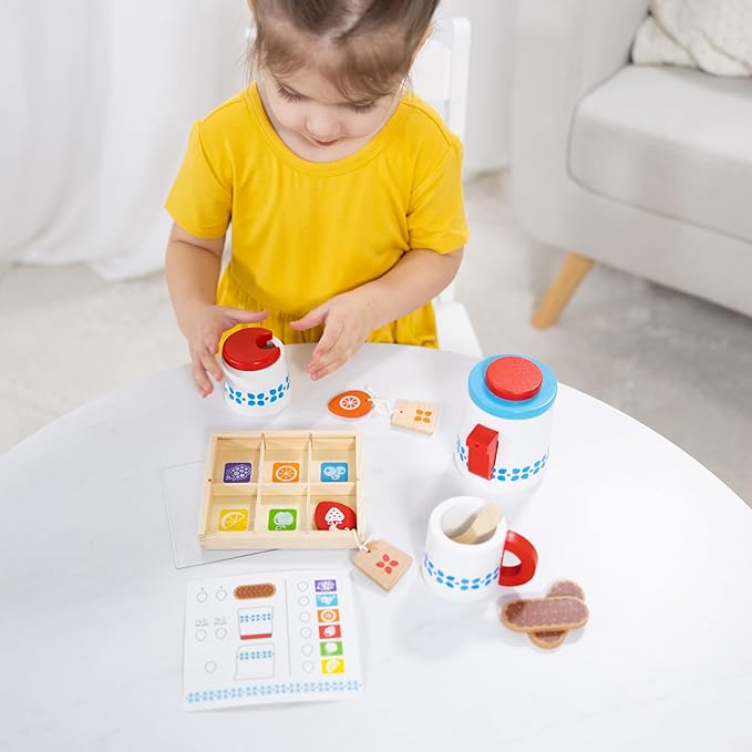 Melissa & Doug 20-Piece Steep and Serve Wooden Tea Set - Play Food and Kitchen Accessories