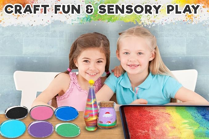 CuteyCo Crafty Sand Pack - 5 Colors: 2.5 lbs of Vibrant Craft Sand & Play Sand: Tropical Colors