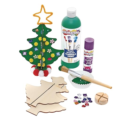 Wooden Tree, Colorations, Set of 12, Easy Assembly, Arts & Crafts, Holiday Project, Seasonal Craft, Nature, for Kids, Decorate, DIY, DYO, Personalize, Gifts, School, Teacher, Christmas