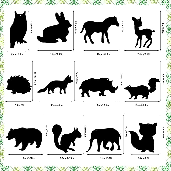 NODMIPNS 36 Pieces Woodland Animals Scratch Art for Kids,Forest Animals Rainbow Scratch Paper Kit Scratch Crafts Art Set Woodland Animals Party Favors for DIY Crafts Decoration(Woodland Animals)