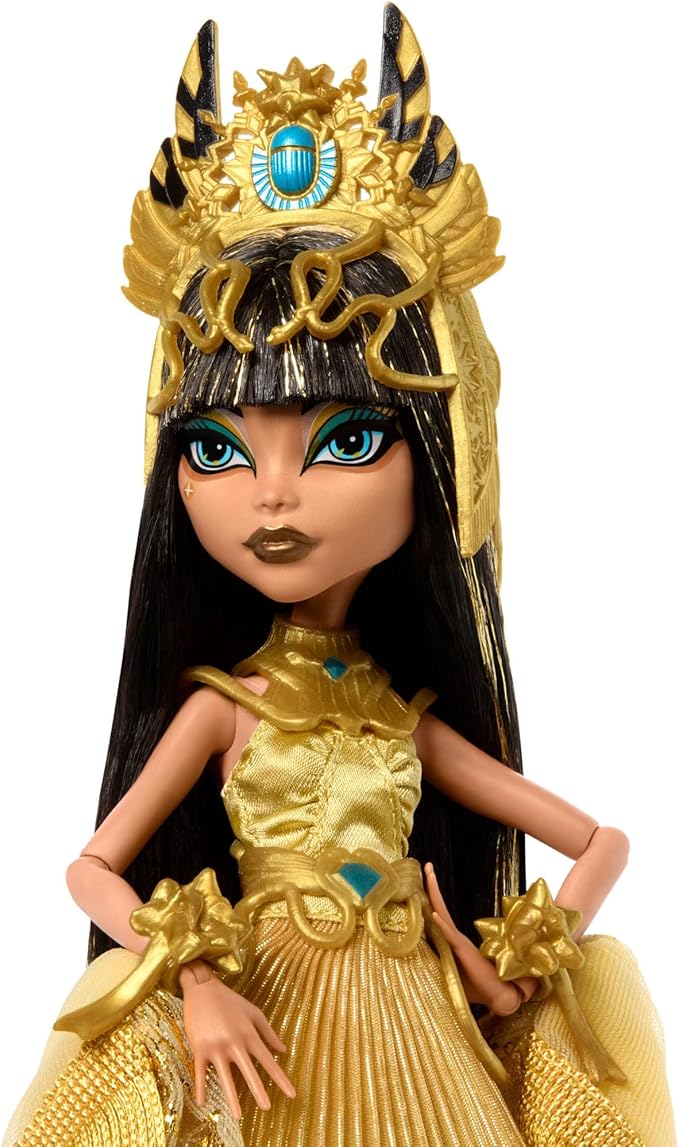 Monster High Howliday Doll, Winter Edition Cleo De Nile Collectible in Golden Gown with Gleaming Accessories and Shimmery Fringe Shawl