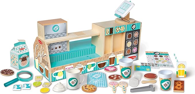 Melissa & Doug Wooden Café Barista Coffee Shop (35 Pieces) - FSC Certified