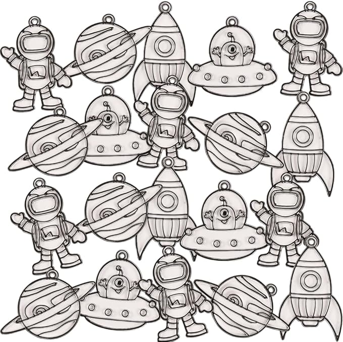 Fun Express Outer Space Suncatchers, Makes 24 - VBS Vacation Bible School Supplies/Decor - DIY Crafts for Kids and Fun Home Activities