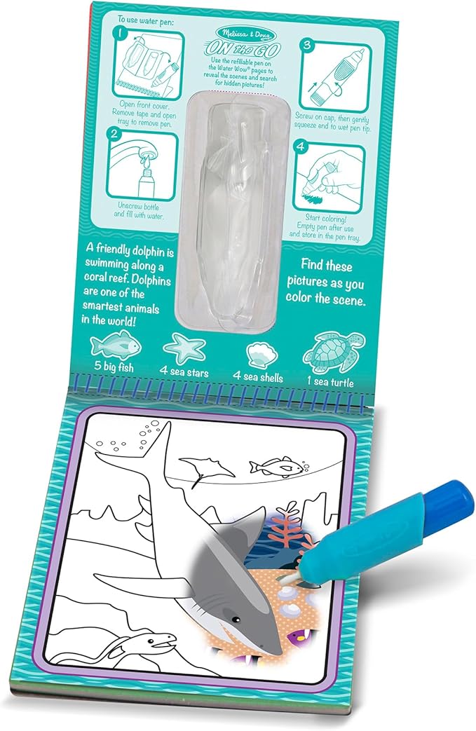 Melissa & Doug On the Go Water Wow! Reusable Water-Reveal Activity Pad - Under the Sea - FSC Certified