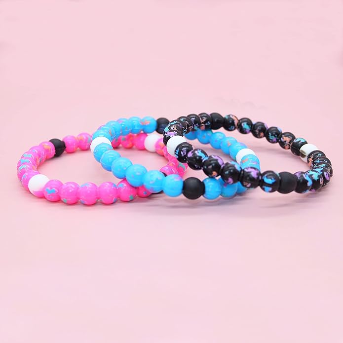 FROG SAC 3 Unicorn Bracelets for Girls, Silicone Bubble Bracelet Pack for Kids, Unicorns Theme Birthday Party Favors and Goodie Bag Fillers for Little Girls, Blue Black Pink Unicorn Stocking Stuffers for Kids
