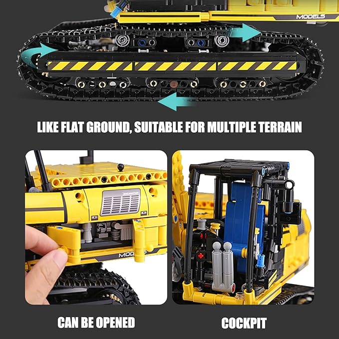Mould King 13112 RC Excavator Building Set for Boys, 1830 Pieces Building Blocks APP Remote Control Truck Construction Vehicles Model with Motor, STEM Engineering Toys for Kids