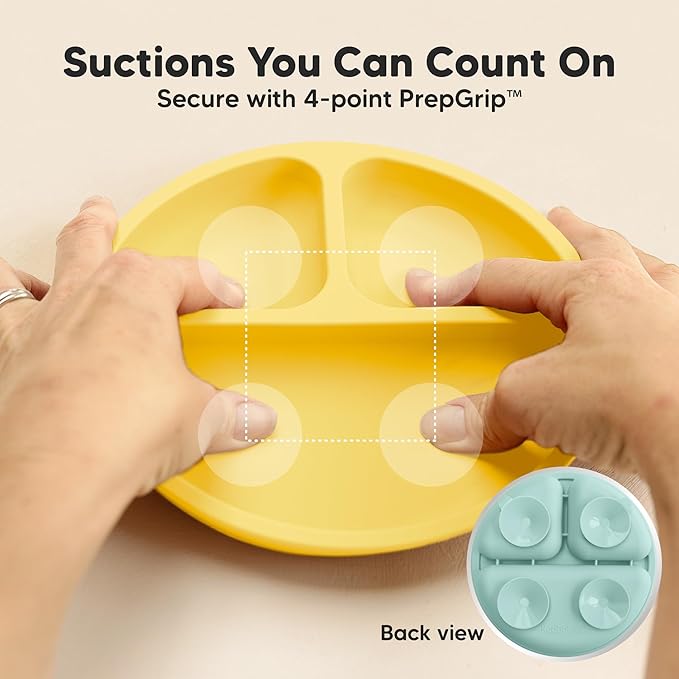 KeaBabies Suction Plates for Baby, Toddler - 3-Pack 100% Silicone Toddler Plates, Divided Baby Plates with Suction, Silicone Plates for Baby, Kids, BPA-Free, Microwave, Dishwasher Safe (Amaze)