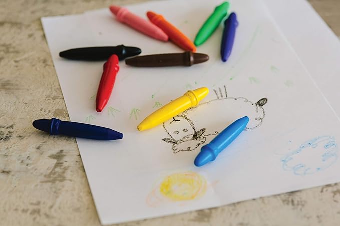 Prang be-be Jumbo Crayons for Small Children, Washable, Includes Sharpener, Assorted Colors, 20-Pack (73010),Large