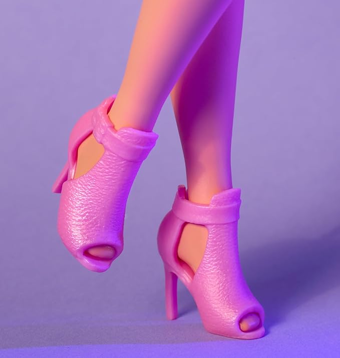 Barbie Looks Doll, Collectible No. 24 with Brown Hair & Modern Y2K Fashion, Shimmery Pink Strapless Dress with Peep-Toe Heels
