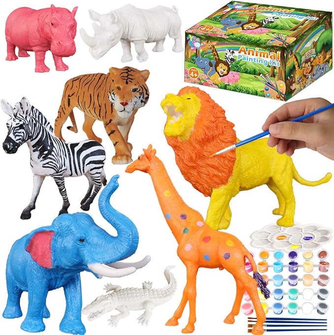 Yileqi Safari Animal Painting Kit for Kids Crafts and Arts Set, Jumbo Jungle Animal Toy Art and Crafts for Boys Girls Age 4 5 6 7 8 Years Old, DIY Paint for Kid Activities Birthday Gift