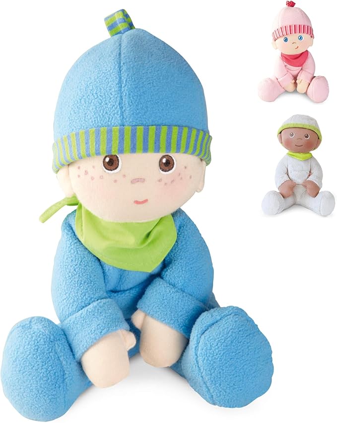 HABA Snug-up Doll Luis 8" First Boy Baby Doll - Machine Washable for Ages Birth and Up