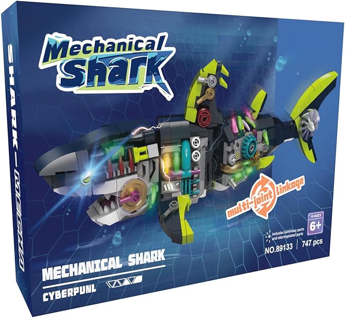 Mechanical Sharks Building Blocks Set for Boys & Adults - 747 Pieces Sea Animals Building Block Kit Toy, Ocean Animals Toys for Kids Teens Adults Boys Age 8-14 12-16
