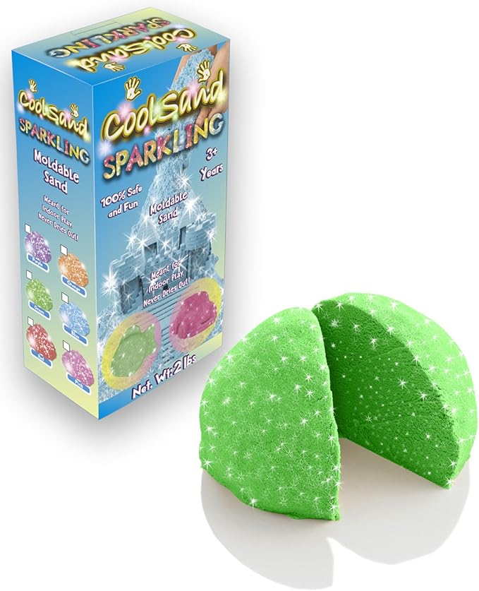 Sparkling Green Emerald 2 Pound Refill Pack - Moldable Indoor Play Sand in Resealable Bag