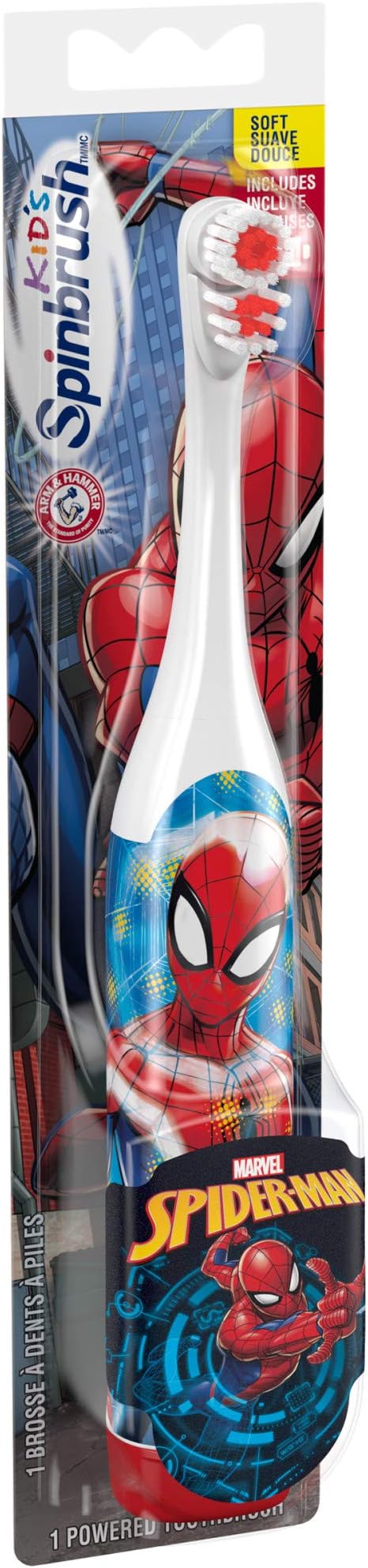 Arm & Hammer Kid’s Spinbrush Spiderman Powered Toothbrush, 1 Count (Pack of 2)