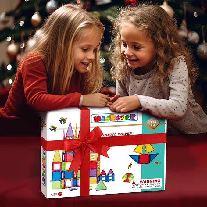 MAGBLOCK Magnetic Blocks - Magnetic Tiles Toys for Toddlers Kids Magnetic Building Blocks Preschool Magnet Set Magnetic Stem Toys 70 Pieces