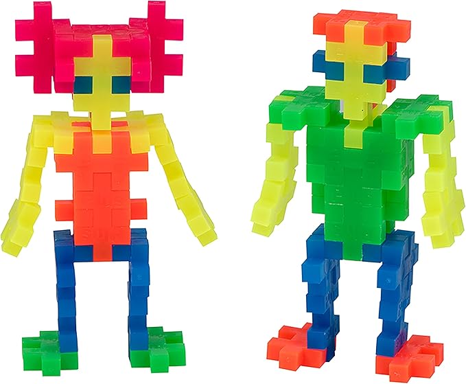 Plus Plus 500 Piece Interlocking Building Block 3D Puzzle Kit, Kids Stem Connecting Toys - Neon Color Mix