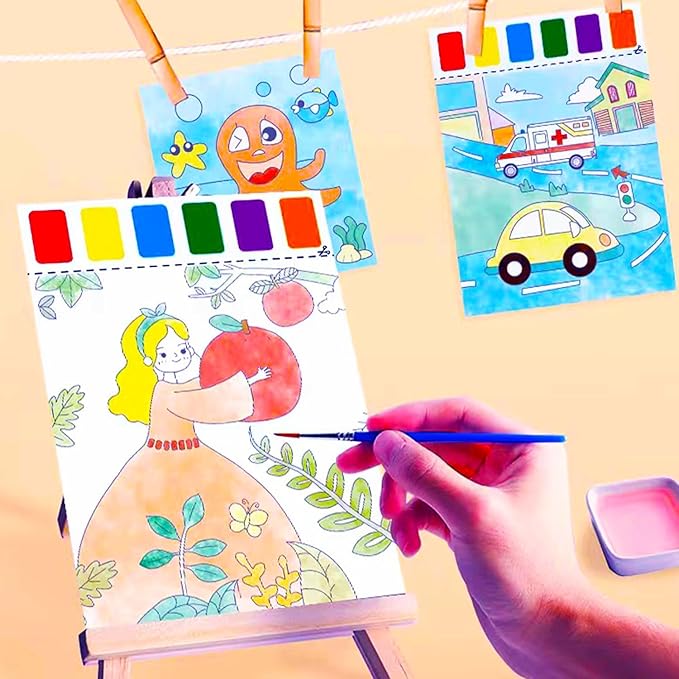 BAOXUE Water Coloring Books for Kids Ages 4-8,Paint with Water Colors Book for Toddlers,Watercolor Painting Paper Gift for Boys Girls 2-4 Years,Arts Kits and Crafts Sets for Drawing (Animals)
