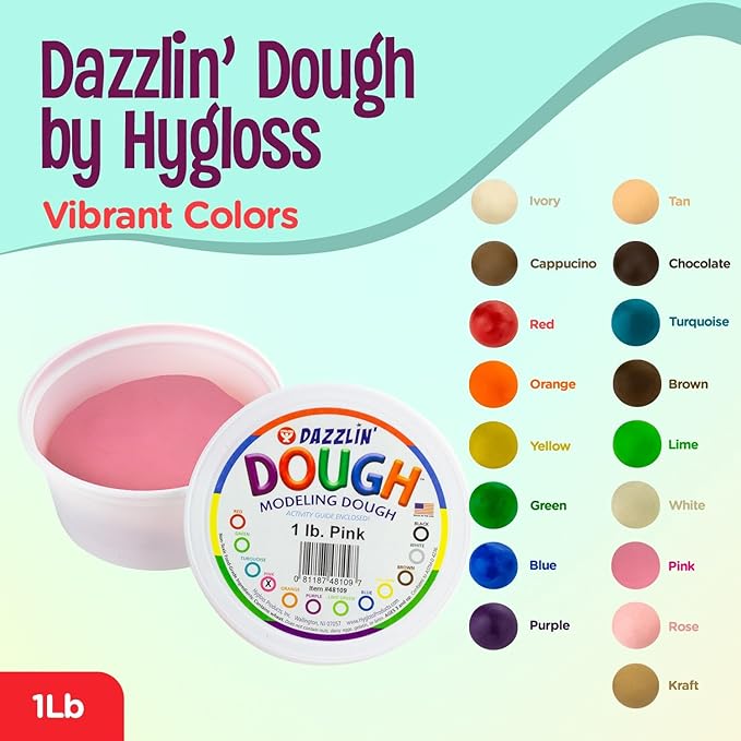 Hygloss Play Modeling Dough - Pink Dough Unscented - Safe & Non-Toxic for Kids Arts & Crafts - Party Favors - Classroom Supplies - 1lb