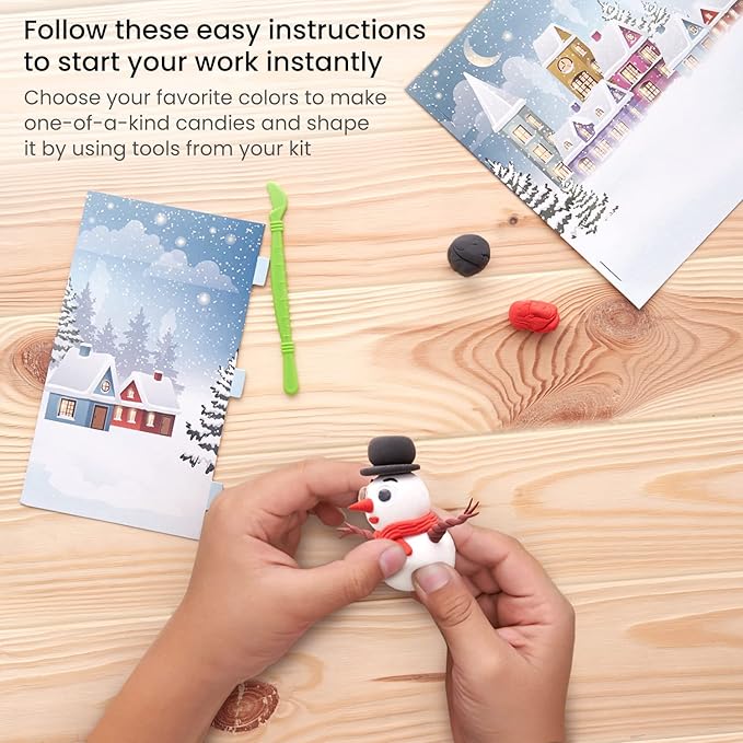 Arteza Kids Air Dry Clay, Winter Wonderland Stage Clay Kit, Craft Supplies for Learning Centers and Educational Playtime, Christmas, Birthday Gifts