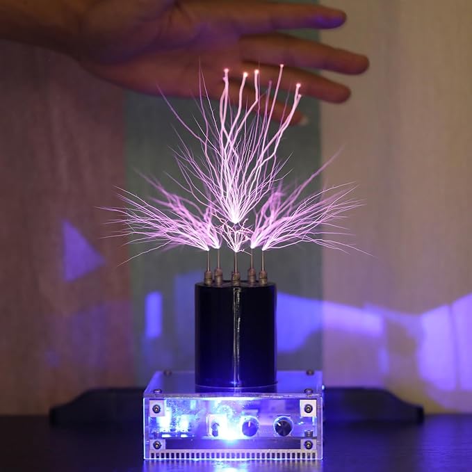 JZENT Bluetooth Music Tesla Coil SSTC Desktop Toy Plasma Loudspeaker Arc Generator Wireless Transmission Teaching Demonstration Experiment Model for boys JE-19