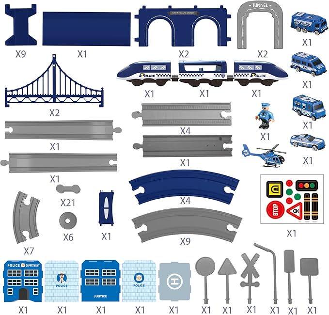 Wdmiya Train Set for Toddlers, 92 Pcs Train Toys for Kids Ages 2-8, Electric Trains Sets with Tracks (Magnetic Connection), Battery Operated Trains Birthday Gift for 2 3 4 5 6 7 8 Years Old