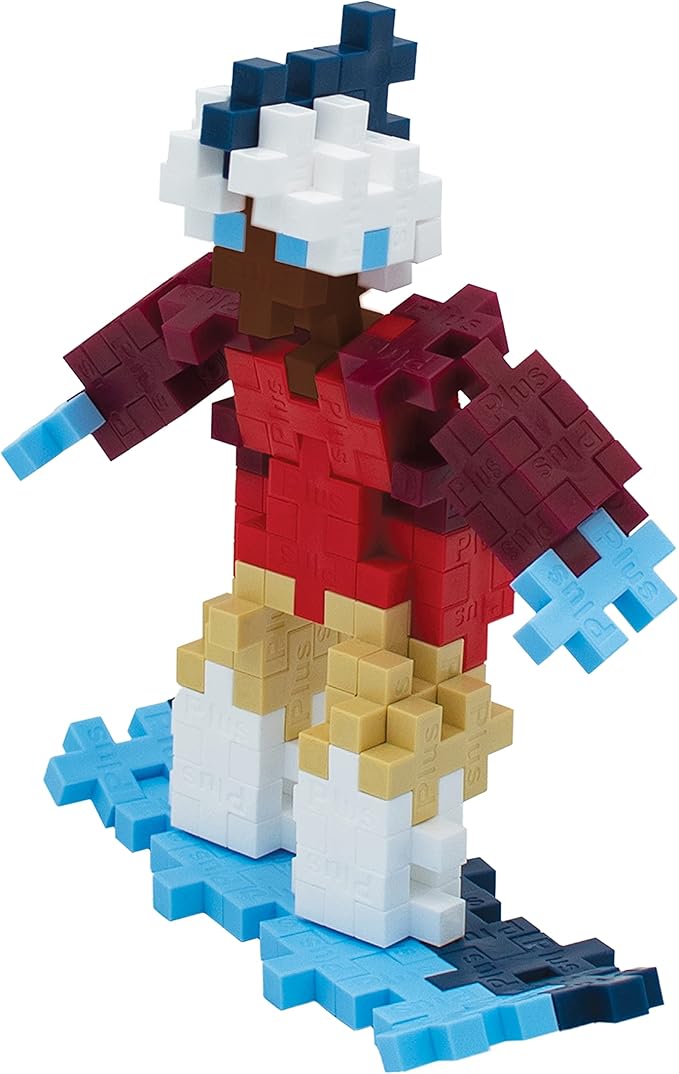 PLUS PLUS 3D Figure Building Block Set, Fun Stem Toys for Kids, 70 Interlocking Pieces - Snowboarder Mini Maker Tube