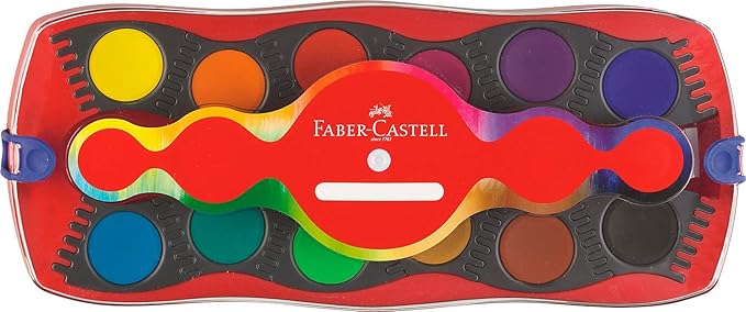 Faber-Castell Connector Watercolor Paint Set for Kids - 12 Watercolor Paint Colors, Watercolors for Kids Ages 6-8+, Multicolor