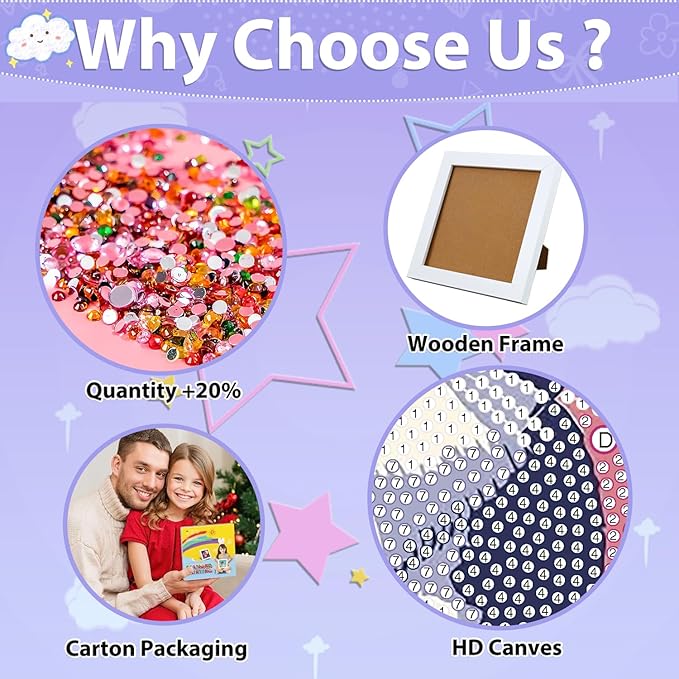 hkejoi Cat Diamond Painting Kits with Frame, Cat Diamond Art Kits, Cat Gem Art Kit, Crystal Art for Gift Home Wall Decor 7x7 Inch